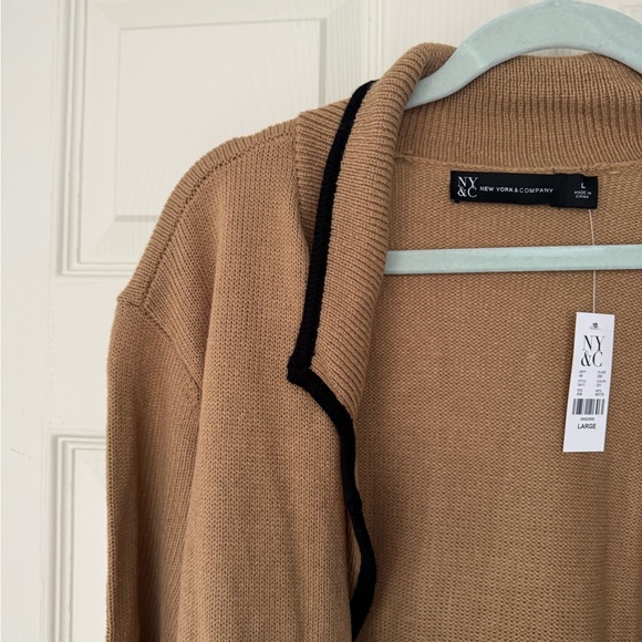 New York & Company Black & Tan Duster Cardigan / Size Large NWT - Picture 4 of 7